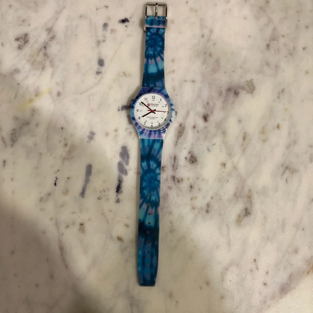 LOWEST🌸NWOT Prestige Medical Water Resistant Quartz Tie Dye Design Watch - Picture 2 of 7